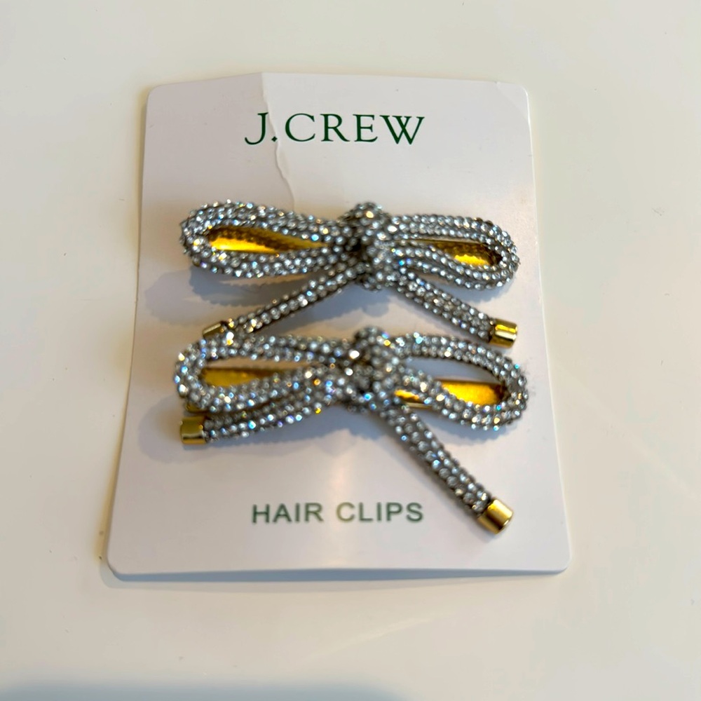 J.Crew Rhinestone Bow Hair Clips